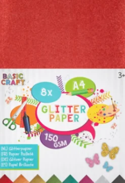 Glimmer Papir - Forskellige Farver - A4 - 150 G - 8 Ark - Grafix