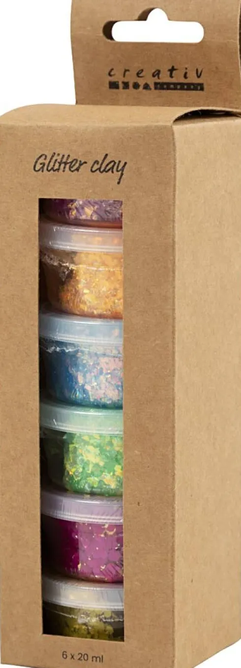 Glitter Clay - Assorterede Farver - 6X20 ML