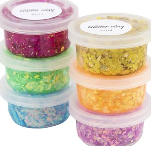 Glitter Clay - Assorterede Farver - 6X20 ML