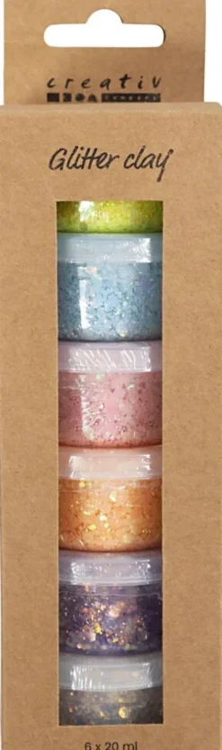 Glitter Clay - Pastelfarver - 6X20 ML