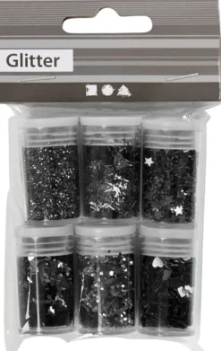 Glitter Drys Og Pailletter - Sort - 6X5 G