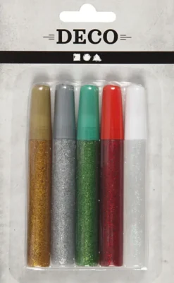 Glitterlim Sæt - 5 Farver - 5X10 ML