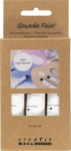 Gouache Maling - Hvid - 3X20 ML