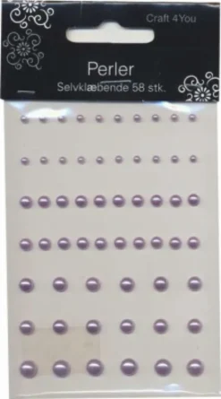 Halvperler - Selvklæbende - Lilla - 3-7 MM - 58 Stk
