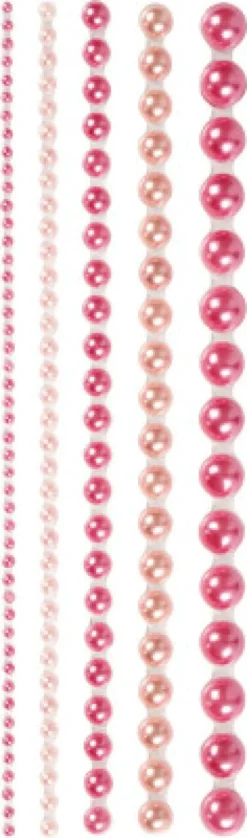 Halvperler - Selvklæbende - Pink - Str. 2-8 MM - 140 Stk