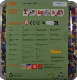 Hama Bio Midi Perlesæt - 15.000 Perler Og 1 Stjerne Plade I Bøtte - 1900