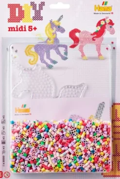 Hama 4070 - Enhjørning - 2.000 DIY Midi Perler + Plade + Papir