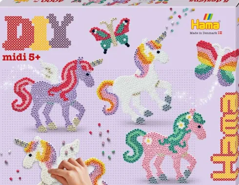 Hama 3164 - Eventyrheste - 4.000 DIY Midi Perler + 2 Plader