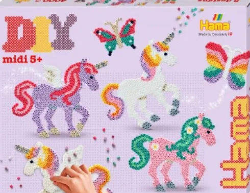 Hama 3164 - Eventyrheste - 4.000 DIY Midi Perler + 2 Plader