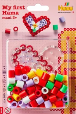 Hama 8985 - Hjerte - 100 Maxi Perler Og Plade - My First Hama