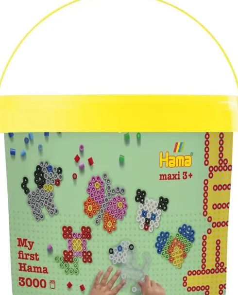 Hama Maxi Perlesæt - 3.000 Perler Og 4 Plader Bøtte - 8806