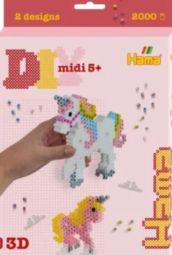 Hama Midi Perler - DIY 3D Enhjørning Sæt Inkl. 2.000 Perler - 3454