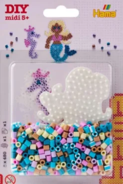 Hama Midi Perler - DIY Lille Havfrue Perleplade Og 450 Perler - 4195