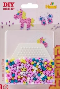 Hama Midi Perler - DIY Lille Hexagonal Plade Og 450 Perler - 4192