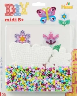 Hama Midi Perler - Sommerfugl Og Blomst Perlesæt - 4216
