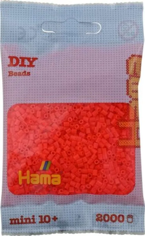 Hama Mini Perler - Neon Rød - 2.000 Stk. - 501-35