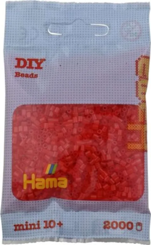 Hama Mini Perler - Transparent Rød - 2.000 Stk. - 501-13