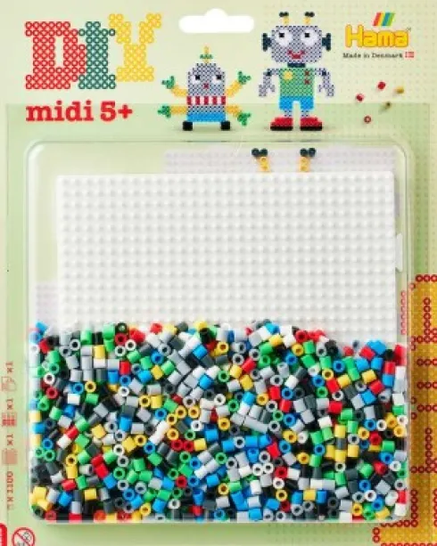 Hama 4218 - Robotter - Firkant - 1.100 DIY Midi Perler Og Plade