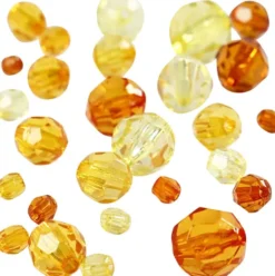 Harmoni Facetperlemix - Str. 4-12 MM - Hulstr. 1-2,5 MM - Gul - 45 G