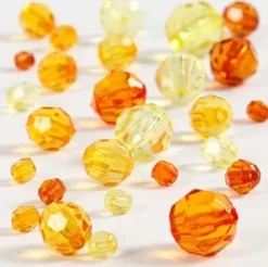 Harmoni Facetperlemix - Str. 4-12 MM - Hulstr. 1-2,5 MM - Gul - 45 G