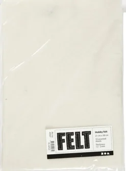 Hobbyfilt - A4 - 210X297 MM - 1,5-2 MM - Råhvid - 10 Ark