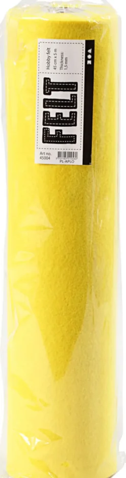 Hobbyfilt Rulle - B 45 CM - 1,5 MM - 180-200 G - Gul - 5 M