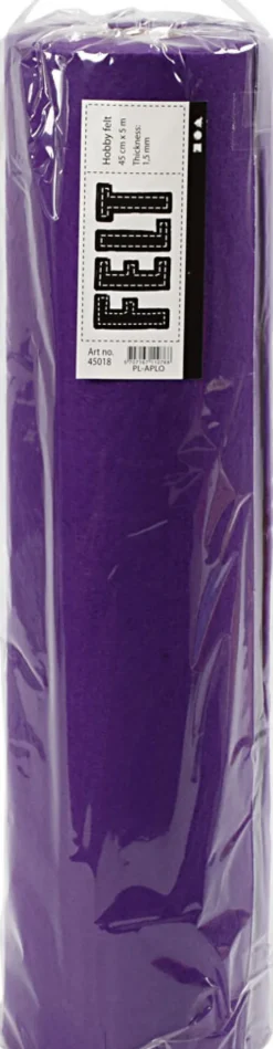 Hobbyfilt Rulle - B 45 CM - 1,5 MM - 180-200 G - Lilla - 5 M