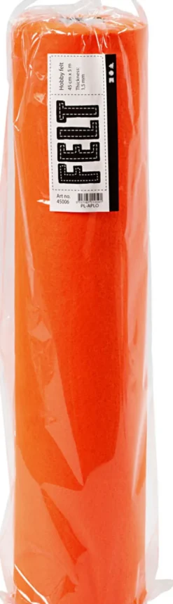 Hobbyfilt Rulle - B 45 CM - 1,5 MM - 180-200 G - Orange - 5 M