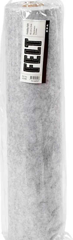 Hobbyfilt Rulle - B 45 CM - 1,5 MM - Meleret - 180-200 G - Grå - 5 M