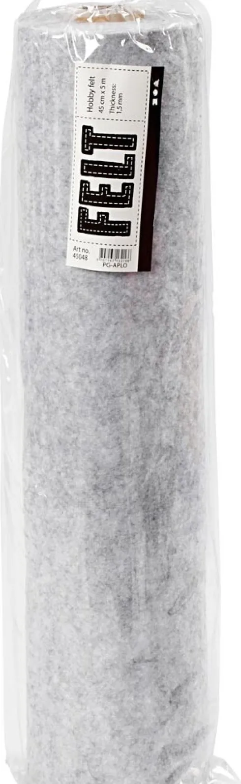 Hobbyfilt Rulle - B 45 CM - 1,5 MM - Meleret - 180-200 G - Grå - 5 M