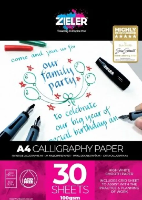 Kalligrafi Papir Blok - A4 - 100 G - 30 Ark - Zieler