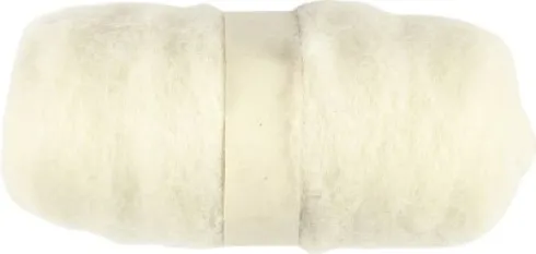 Kartet Uld - Hvid - 100 G/ 1 Bundt