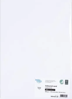 Karton - A4 - 180 G - Hvid - 25 Ark