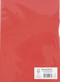 Karton - A4 - 210X297 MM - 180 G - Rød - 20 Stk