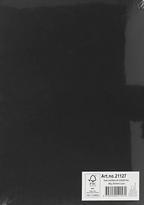 Karton - A4 - 210X297 MM - 180 G - Sort - 20 Stk