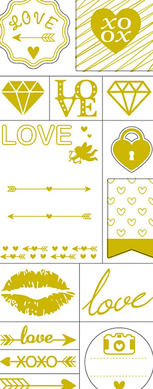 Klistermærker - Love - Guld