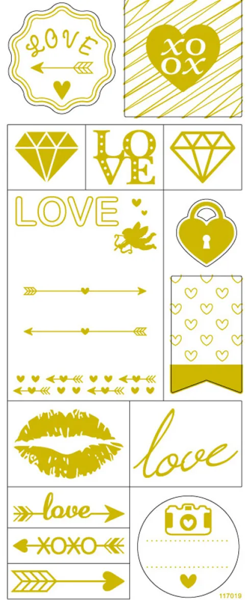 Klistermærker - Love - Guld