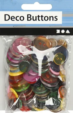 Knappe-Mix - Ø 12+18+20 MM - Assorterede Farver - 100 Stk. - 50 G