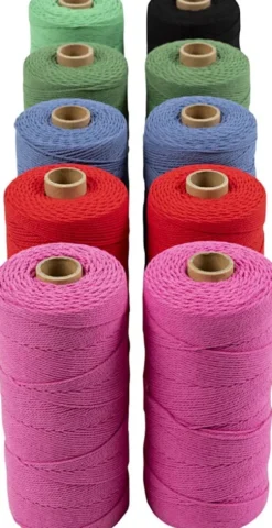 Knyttegarn - Tykkelse 1 MM - L 315 M - Tynd Kvalitet 12/12 - Stærke Farver - 10X220 G