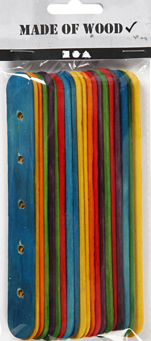 Konstruktionspinde - L 15 CM - B 1,8 CM - Hulstr. 4 MM - Assorterede Farver - 20 Assorterede