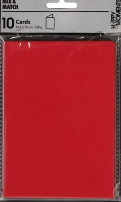 Kort - Kort Str. 10,5X15 CM - 220 G - Rød - 10 Stk