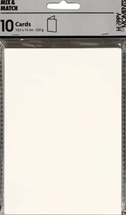 Kort - Kort Str. 10,5X15 CM - 220 G - Råhvid - 10 Stk