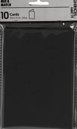 Kort - Kort Str. 10,5X15 CM - 220 G - Sort - 10 Stk