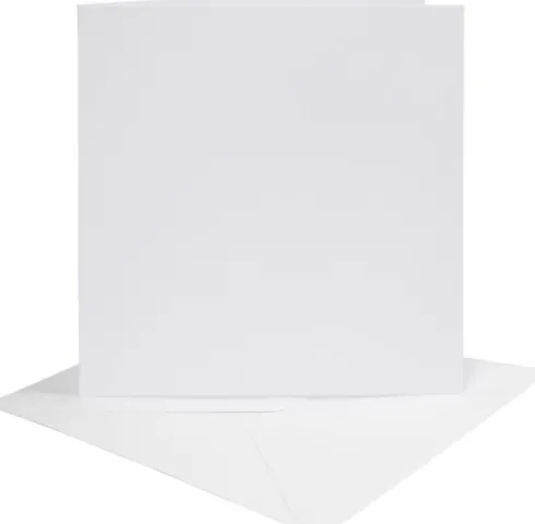 Kort Og Kuverter - Kort Str. 15,2X15,2 CM - Kuvert Str. 16X16 CM - 230 G - Hvid - 4 Sæt