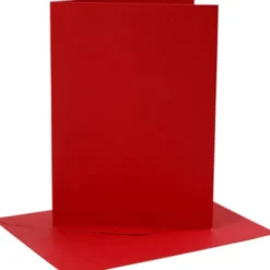 Kort Og Kuverter - Kort Str. 12,7X17,8 CM - Kuvert Str. 13,3X18,5 CM - 230 G - Rød - 4 Sæt