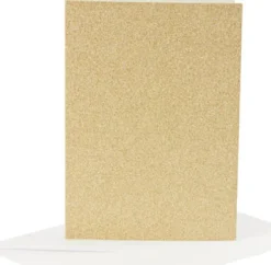 Kort Og Kuverter - 10,5X15 CM - 11,5X16,5 CM - Glitter Guld - 4 Sæt