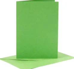 Kort Og Kuverter - 10,5X15 CM - 11,5X16,5 CM - Grøn - 6 Sæt
