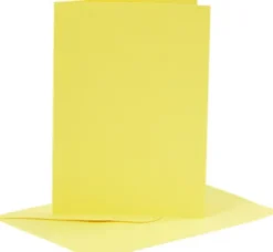 Kort Og Kuverter - 10,5X15 CM - 11,5X16,5 CM - Gul - 6 Sæt