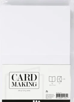 Kort Og Kuverter - 10,5X15 CM - 11,5X16,5 CM - Hvid - 50 Sæt