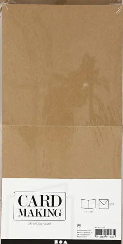 Kort Og Kuverter - 15X15 CM - 16X16 CM - Natur - 50 Sæt